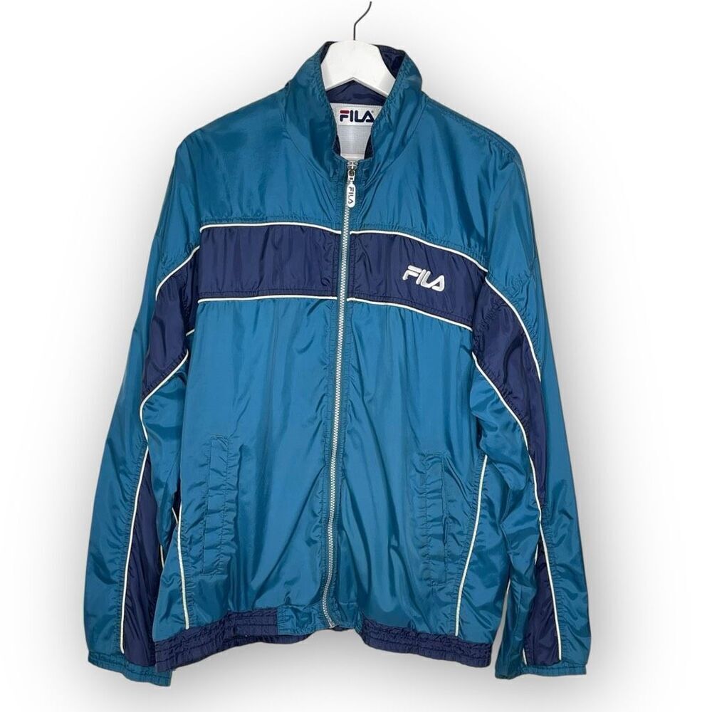 Vintage Fila Jacket Windbreaker Track Full Zip Teal Blue Green Men’s Size Large